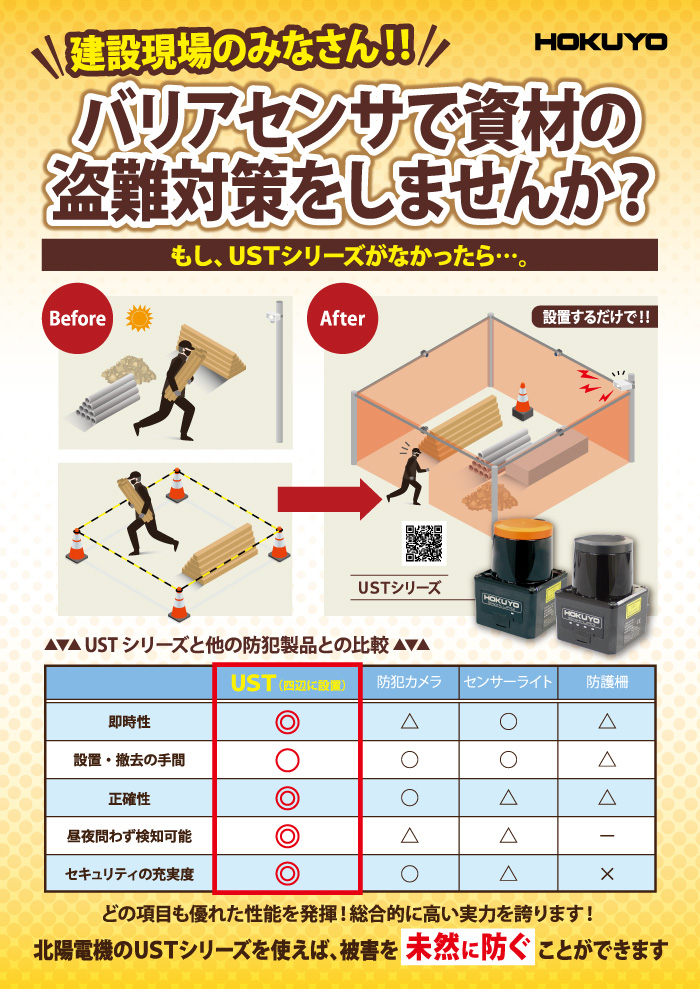 バリアセンサで資材の盗難対策　USTシリーズ