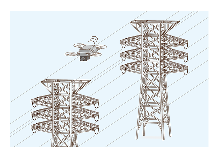 ドローンによる送電線検査の撮影位置制御