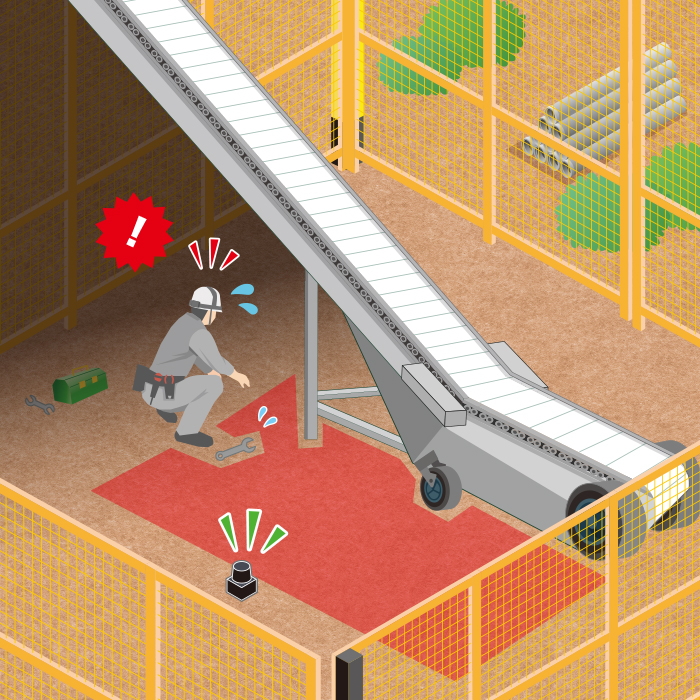 フレックスコンベア周辺の侵入検知