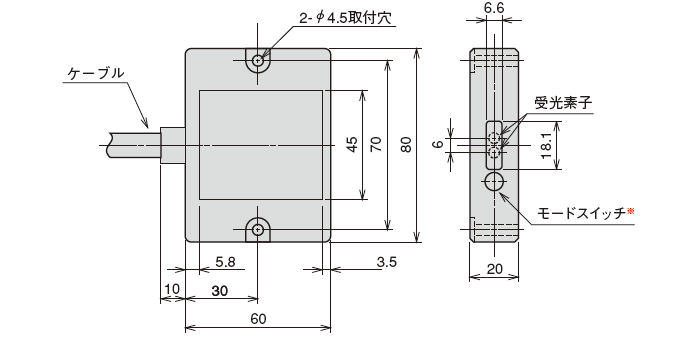 ヘッドオンタイプ（受信器）